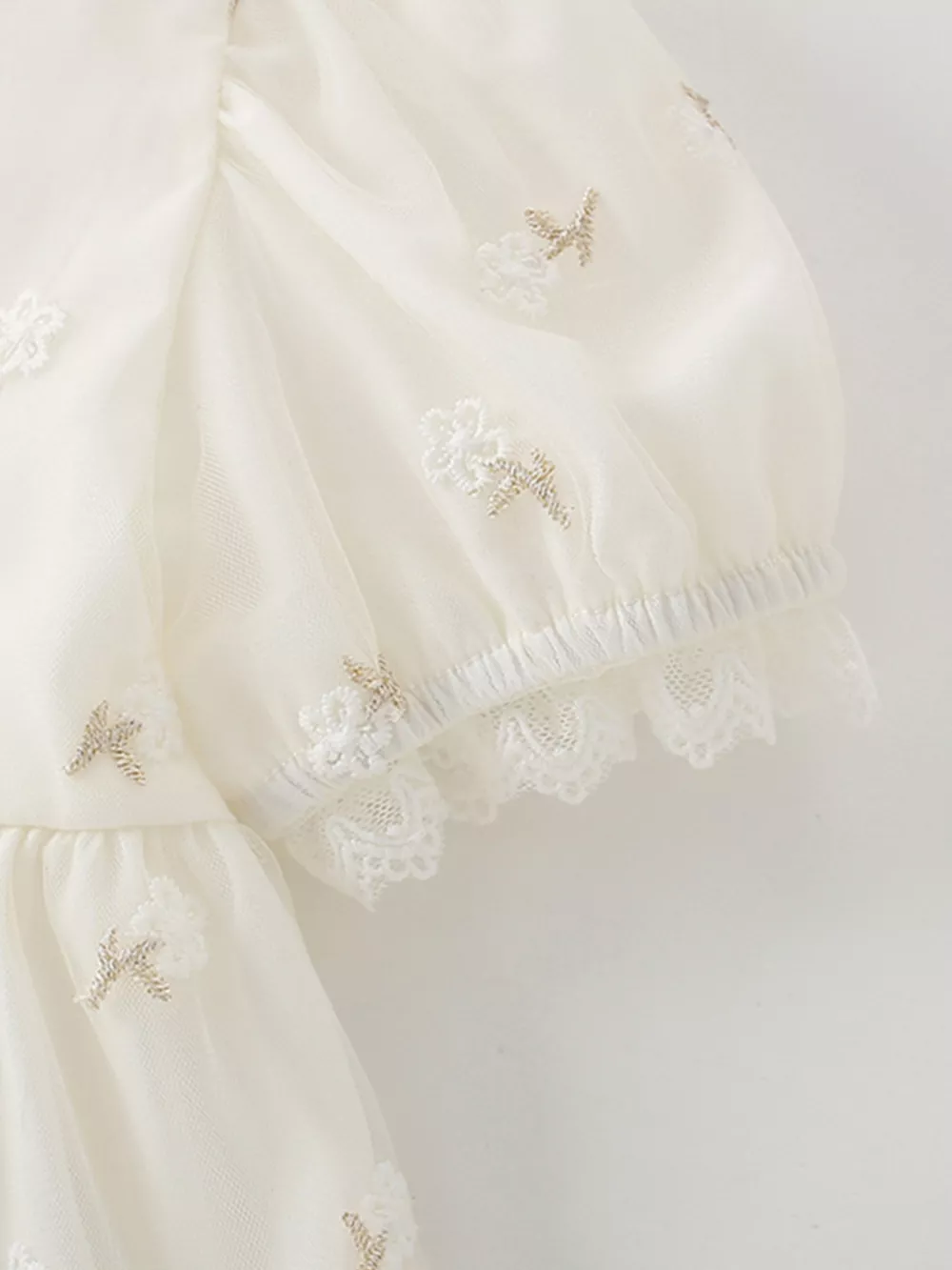 Children's Embroidered Floral Tulle Dress with Lace Detail, image 2