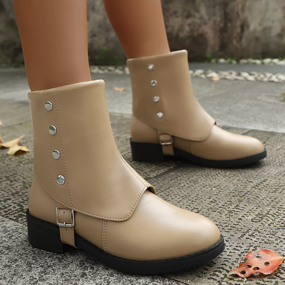 Round Toe Block Heels Boots, image 9