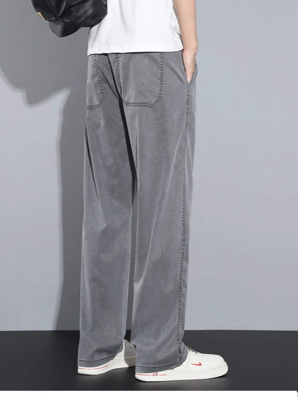 Men's Plus Size Casual Wide Leg Drawstring Pants, image 2