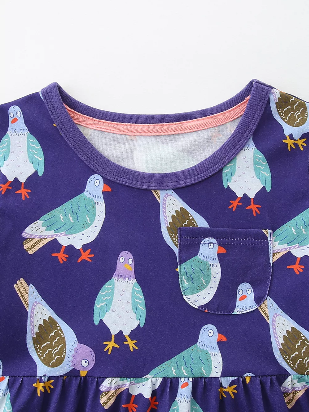 Children's Pigeon Print Casual Dress, image 3