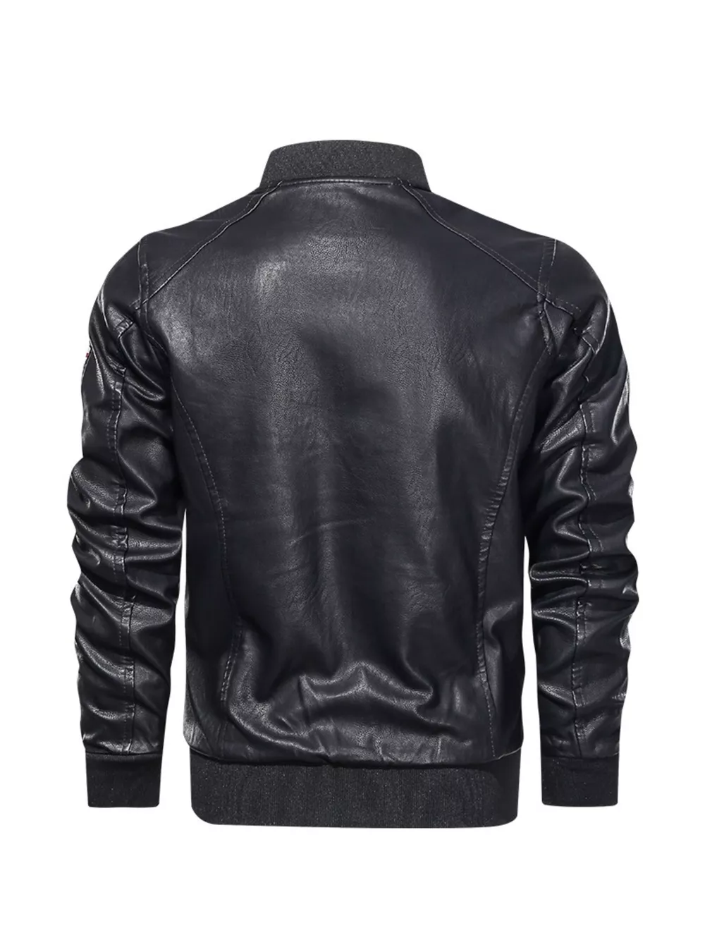 Men's Plus Size Zip Up Leather Jacket, image 2