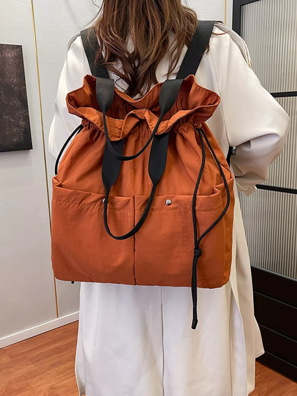 Drawstring Closure Lightweight Backpack Bag, image 7