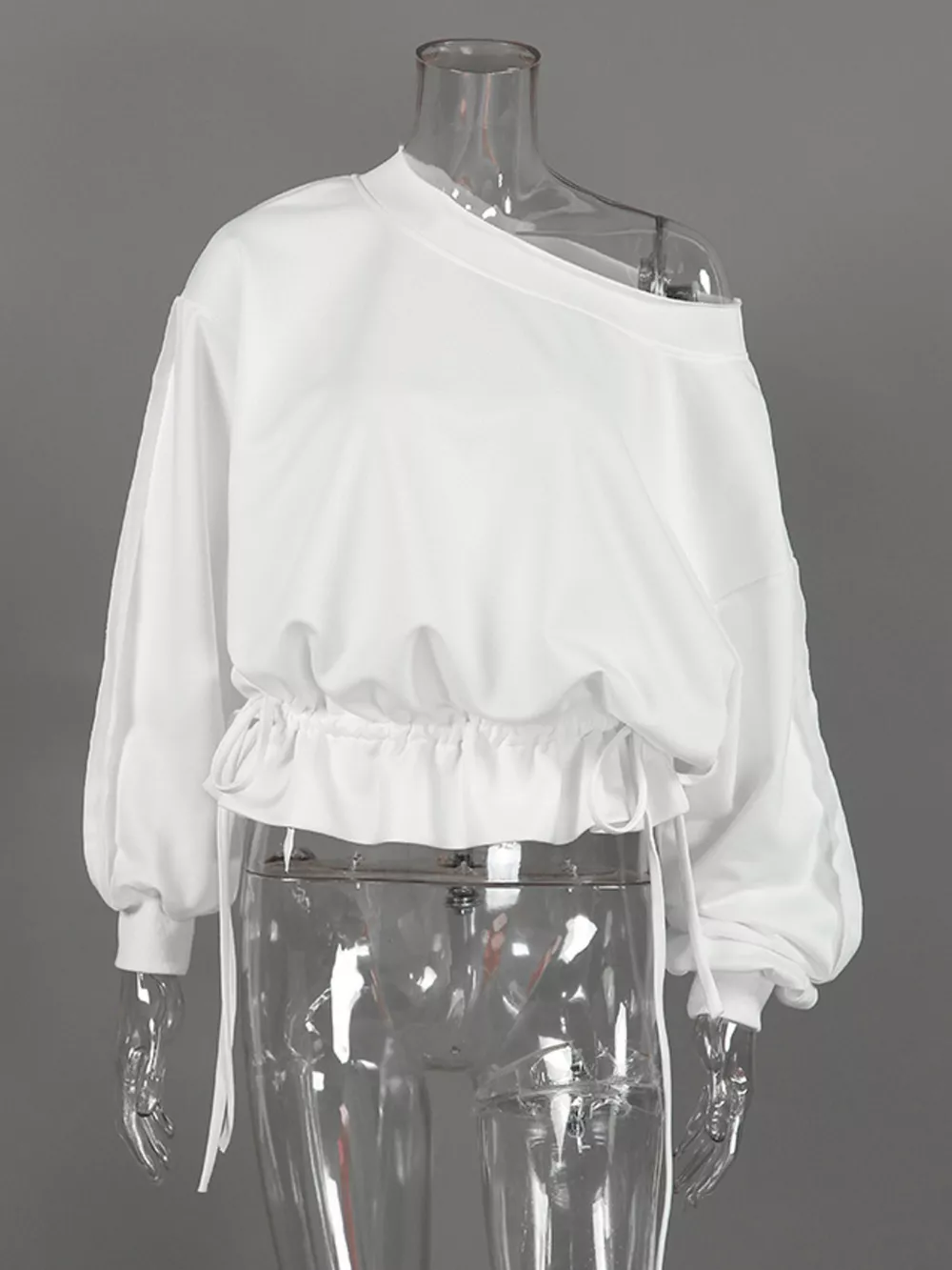 Ruffled Hem One Shoulder Sweatshirt, image 9