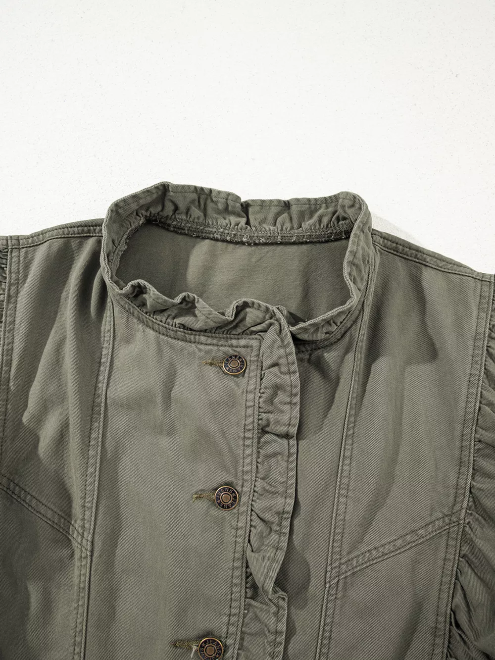 Ruffled Patchwork Denim Jacket Vest, image 2