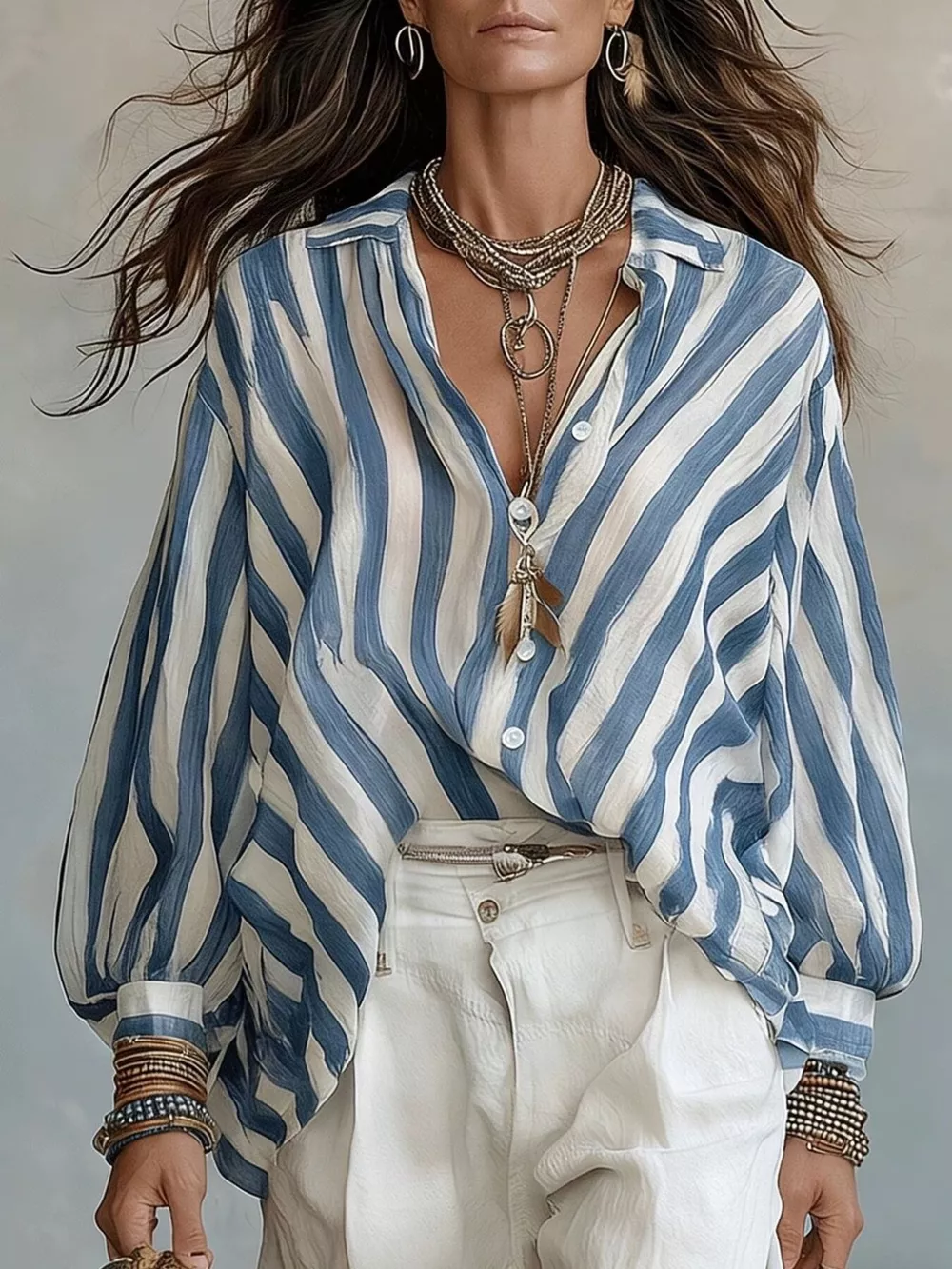 Striped Loose Fit Shirt, image 4