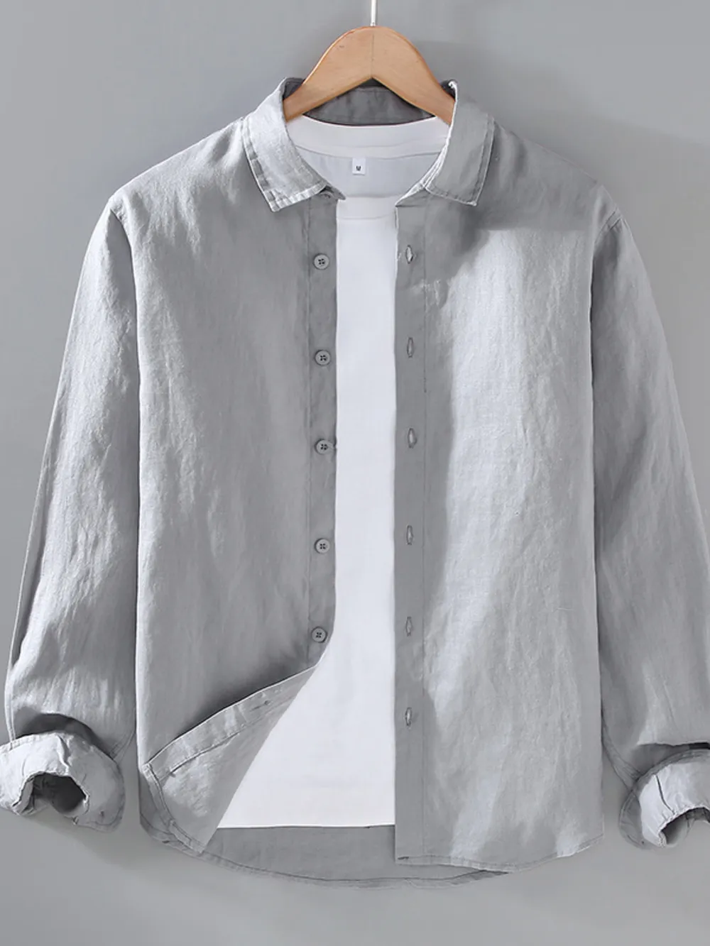 Men's Plus Size Button Up Long Sleeve Shirt, image 3