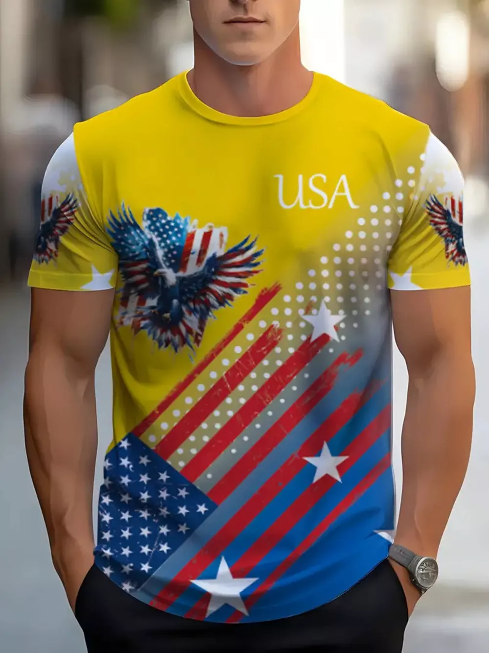 Men's Full Size Patriotic Eagle USA Graphic T-Shirt Plus Size, image 4