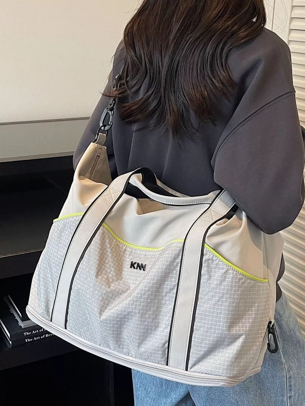 Grid Pattern Duffel Bag, image 5
