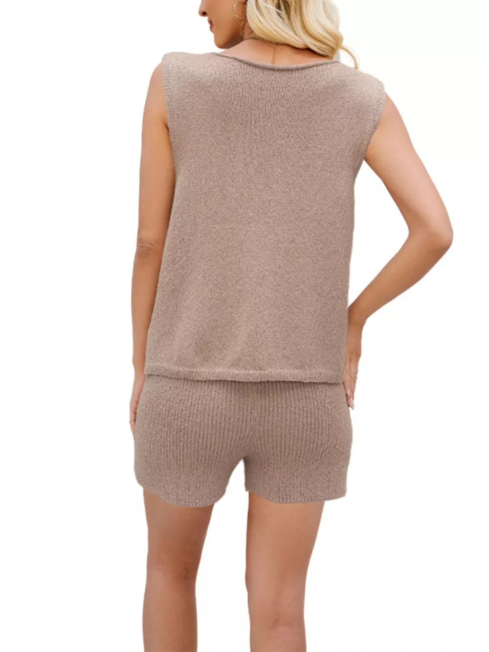 Tie-Front Knit Tank and Shorts Set, image 4