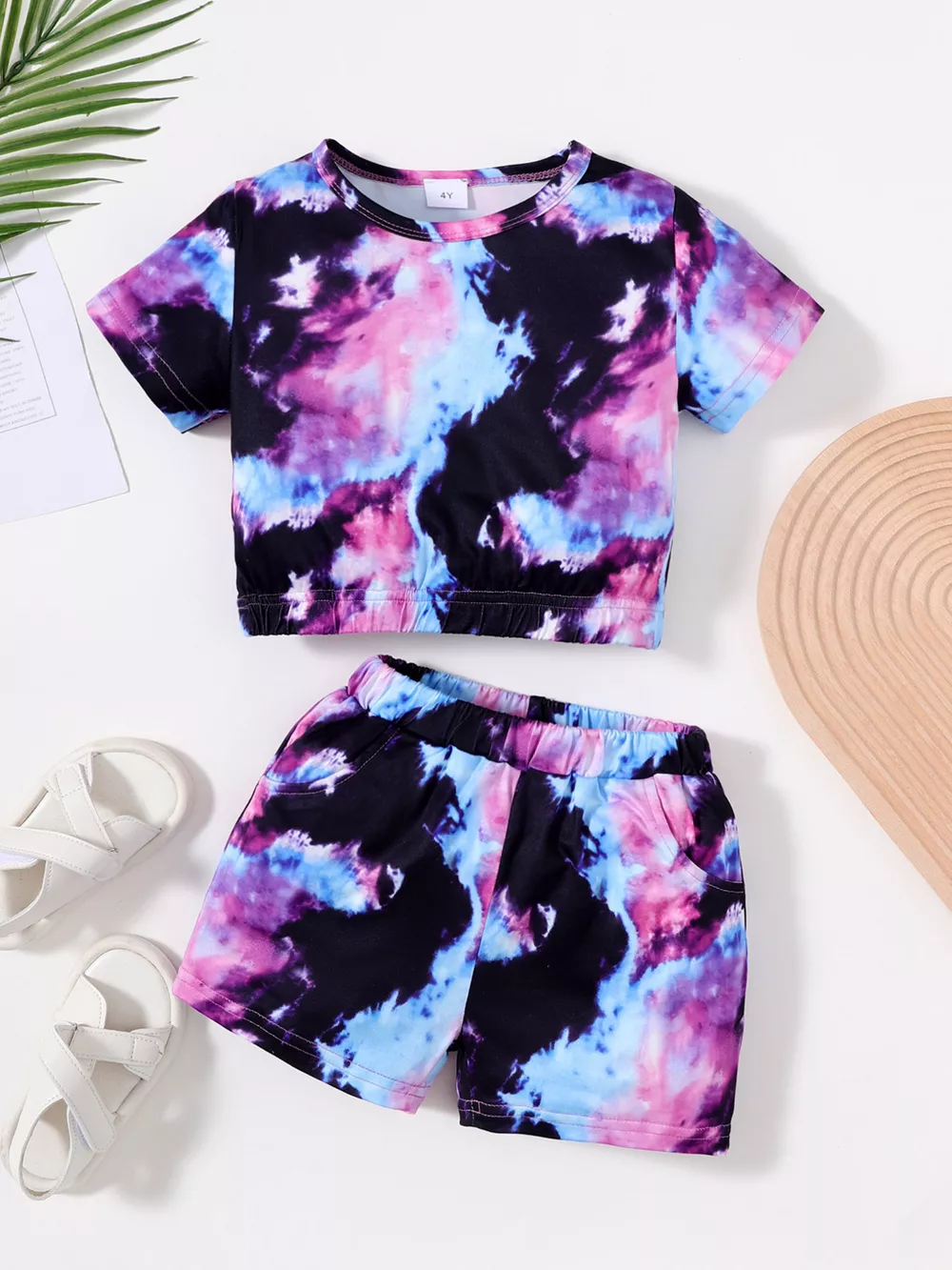 Children's Tie-Dye Print Two-Piece Set, image 2