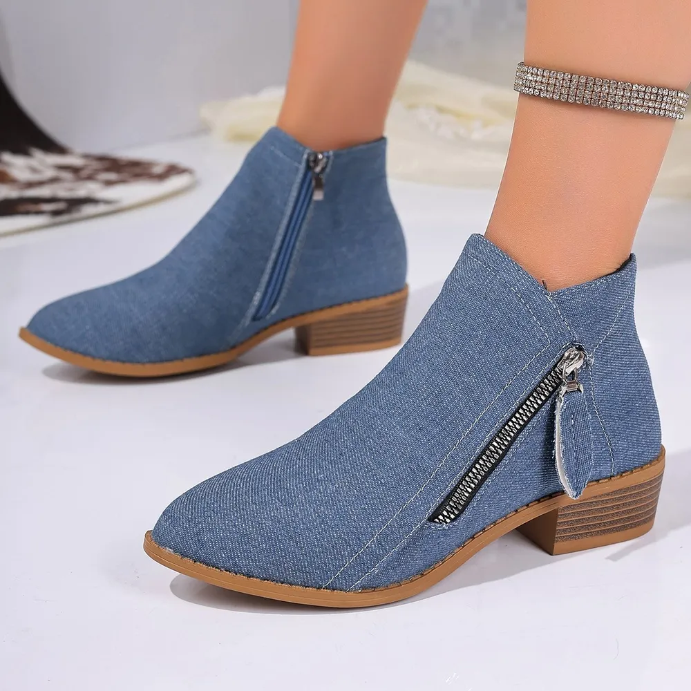 Point Toe Block Heels Boots, image 2