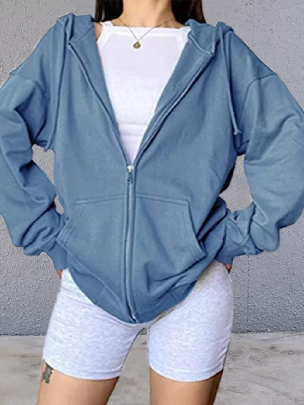 Casual Loose Zip-Up Hoodie, image 5
