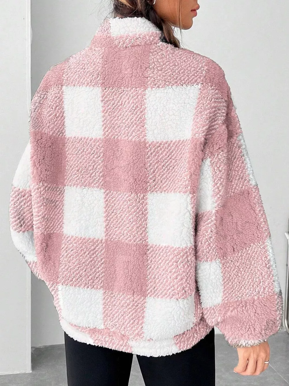 Full Size Plaid Sherpa Long Sleeve Sweatshirt Plus Size, image 4