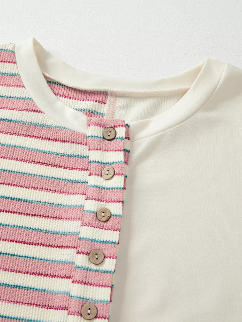 Stripe Stitched Detail Color Block Patchwork Oversized Top, image 13