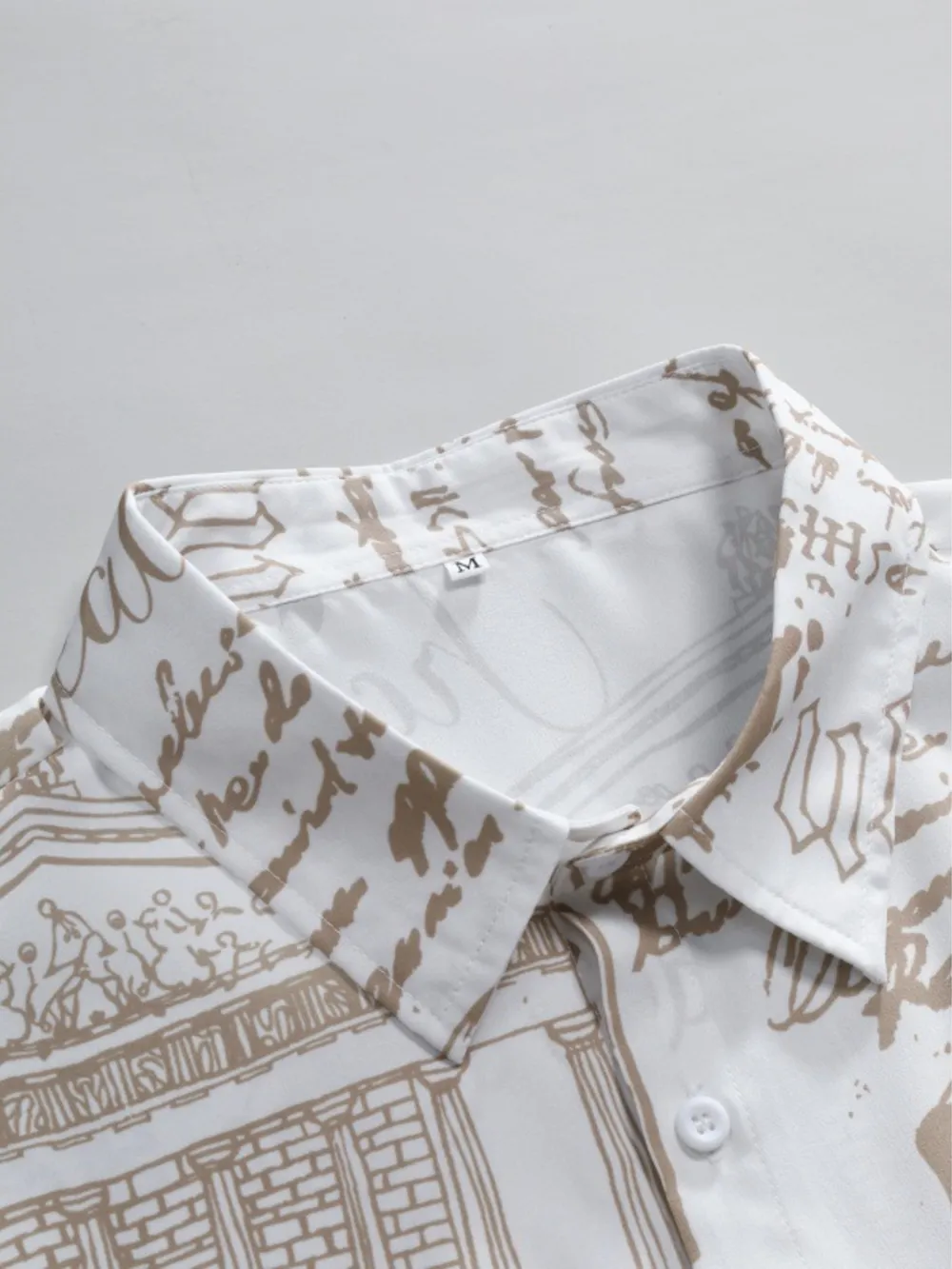 Men's Vintage Art Print Short Sleeve Button-Up Shirt, image 5