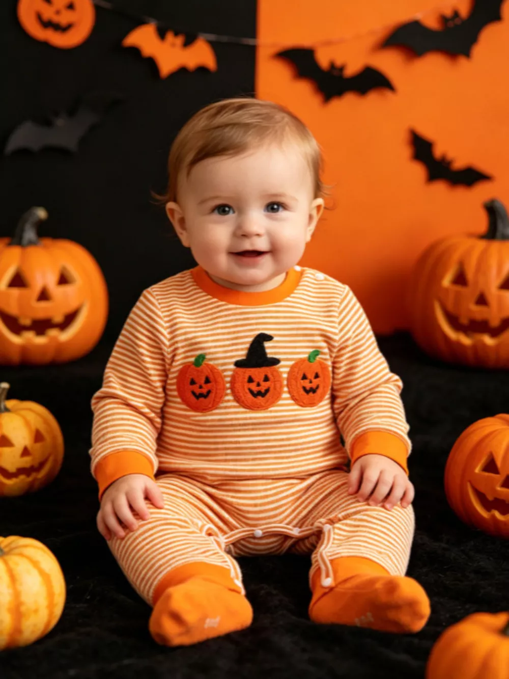Children's Halloween Striped One-Piece Jumpsuit, image 5