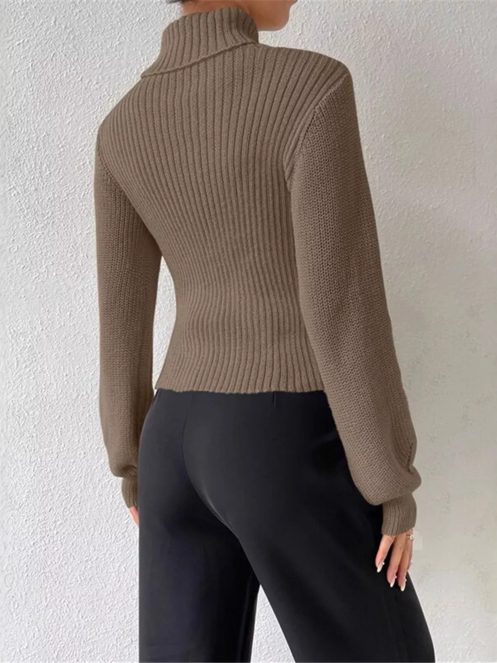Cutout Front Turtleneck Long Sleeve Sweater, image 13