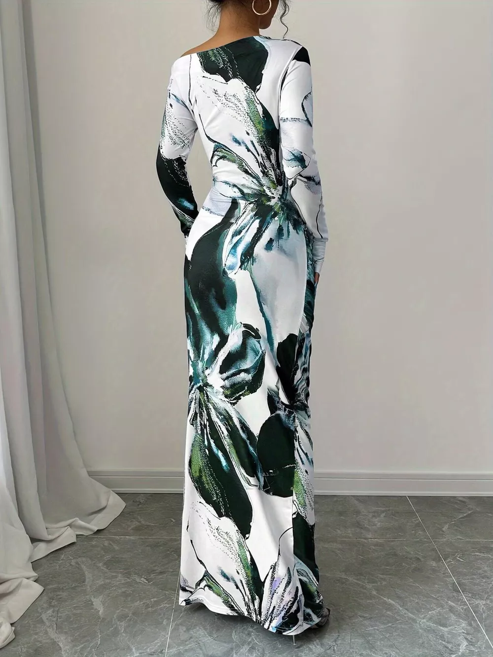 Floral Print One Shoulder Maxi Dress, image 6