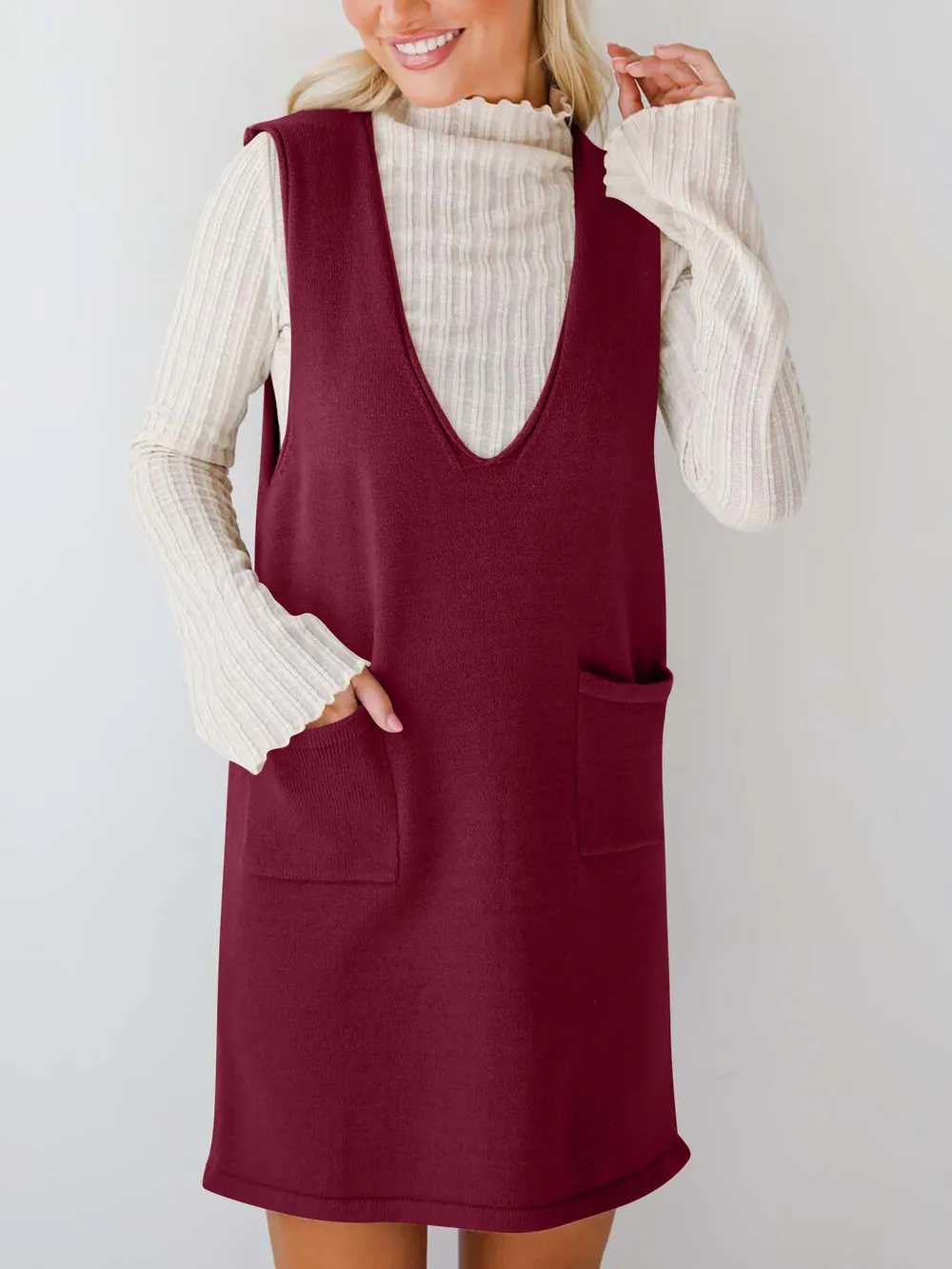 Sleeveless Knit Dress with Pockets, image 12