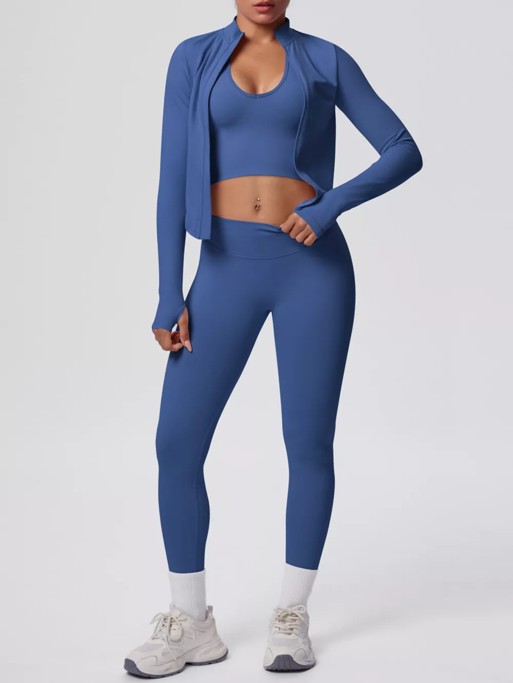 Tank & Zip-Up Jacket and Leggings Three-Piece Active Set, image 9