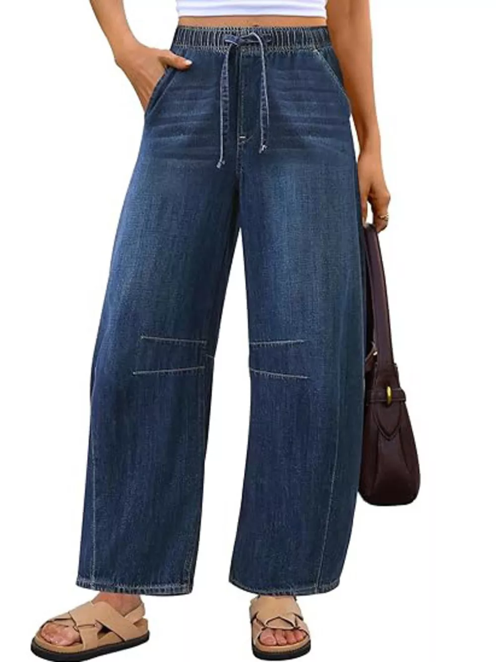Elastic Waist Wide Leg Jeans, image 2