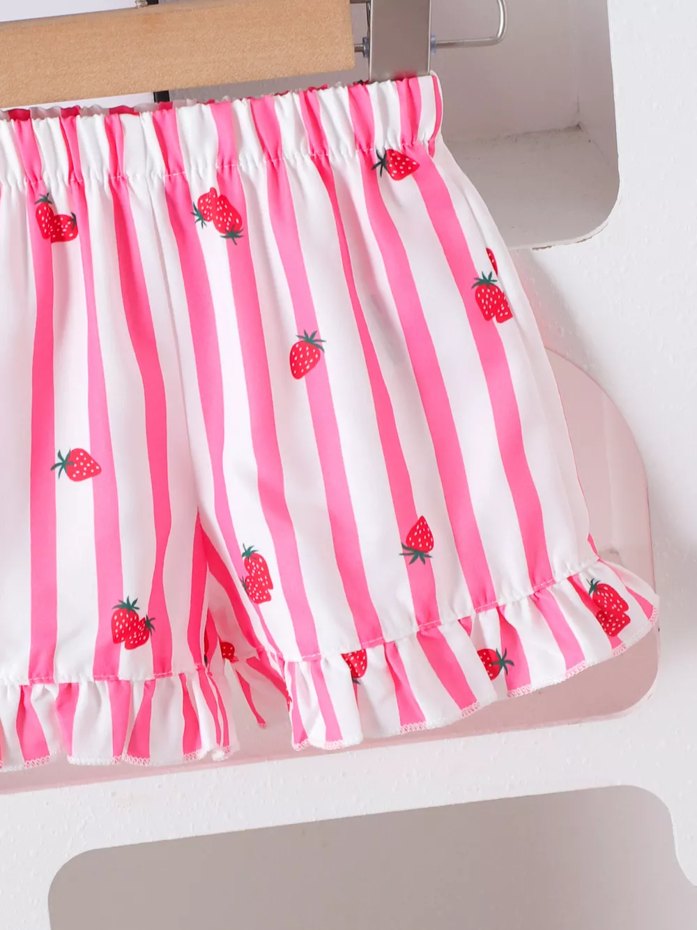 Children's Bow Ruffled Striped Top and Shorts Set, image 5