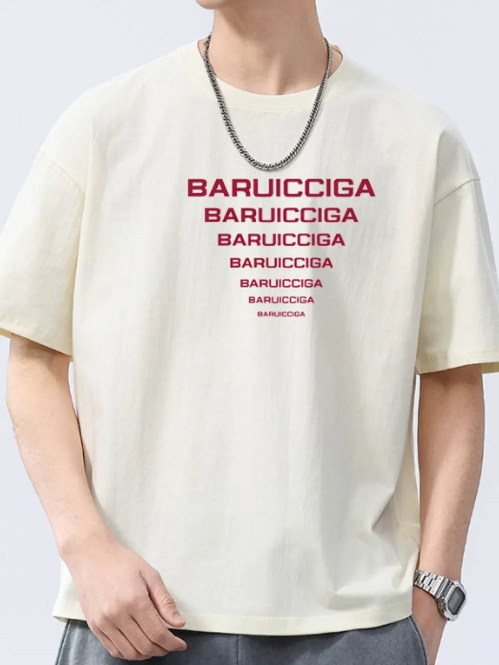 Men's Full Size Letter Round Neck Short Sleeve T-Shirt Plus Size, image 6