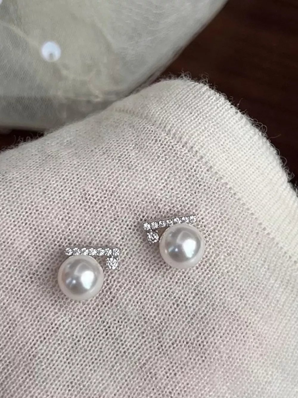 Zircon Pearl Stud Earrings, image 5