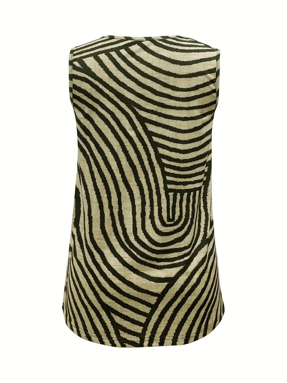 Sleeveless Zebra Print Button-Up Tank Top, image 2