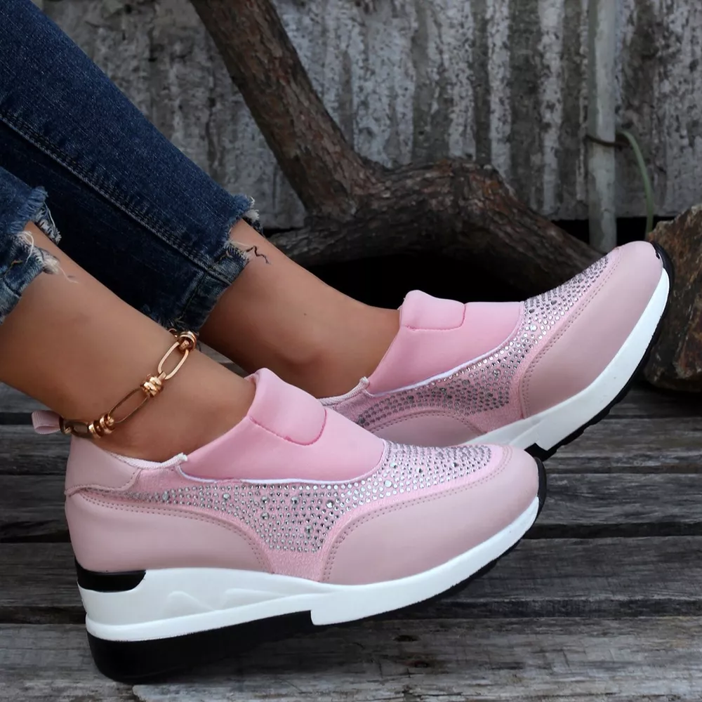 Rhinestone Embellished Wedge Sneakers, image 4