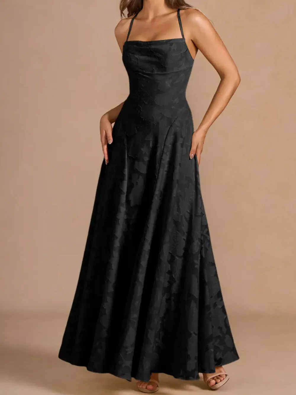 Lace Up Back Spaghetti Strap Maxi Dress