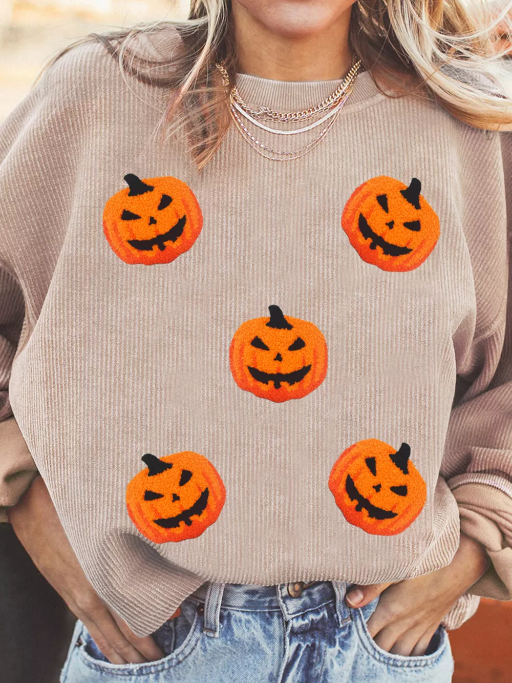 Halloween Pumpkin Drop Shoulder Sweatshirt, image 2