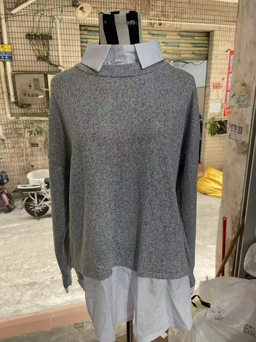 Full Size Round Neck Long Sleeve Sweater Plus Size, image 4