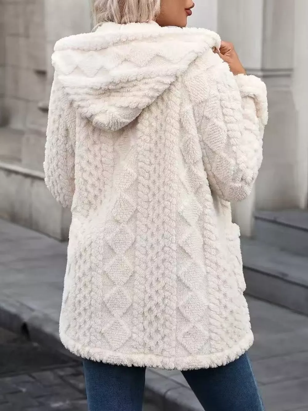 Cozy Button Up Hooded Fleece Outerwear, image 2
