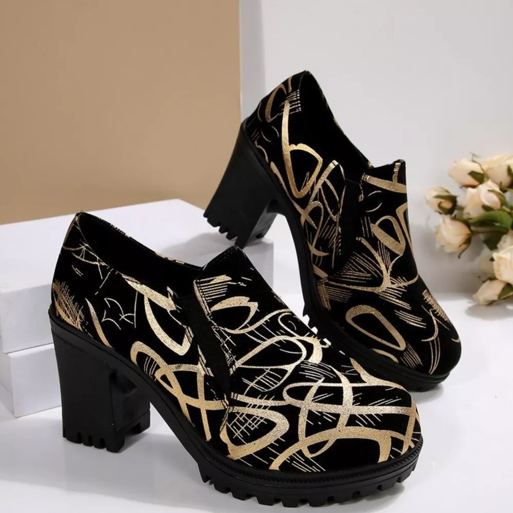 Round Toe Block Heels Pumps, image 2