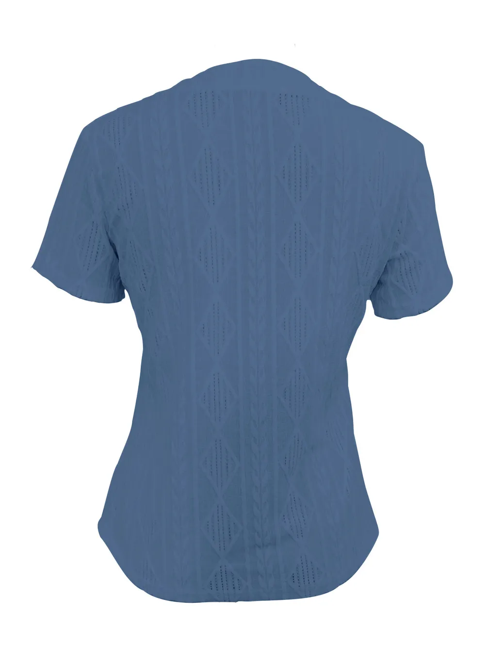 Textured Notched Short Sleeve Blouse, image 4
