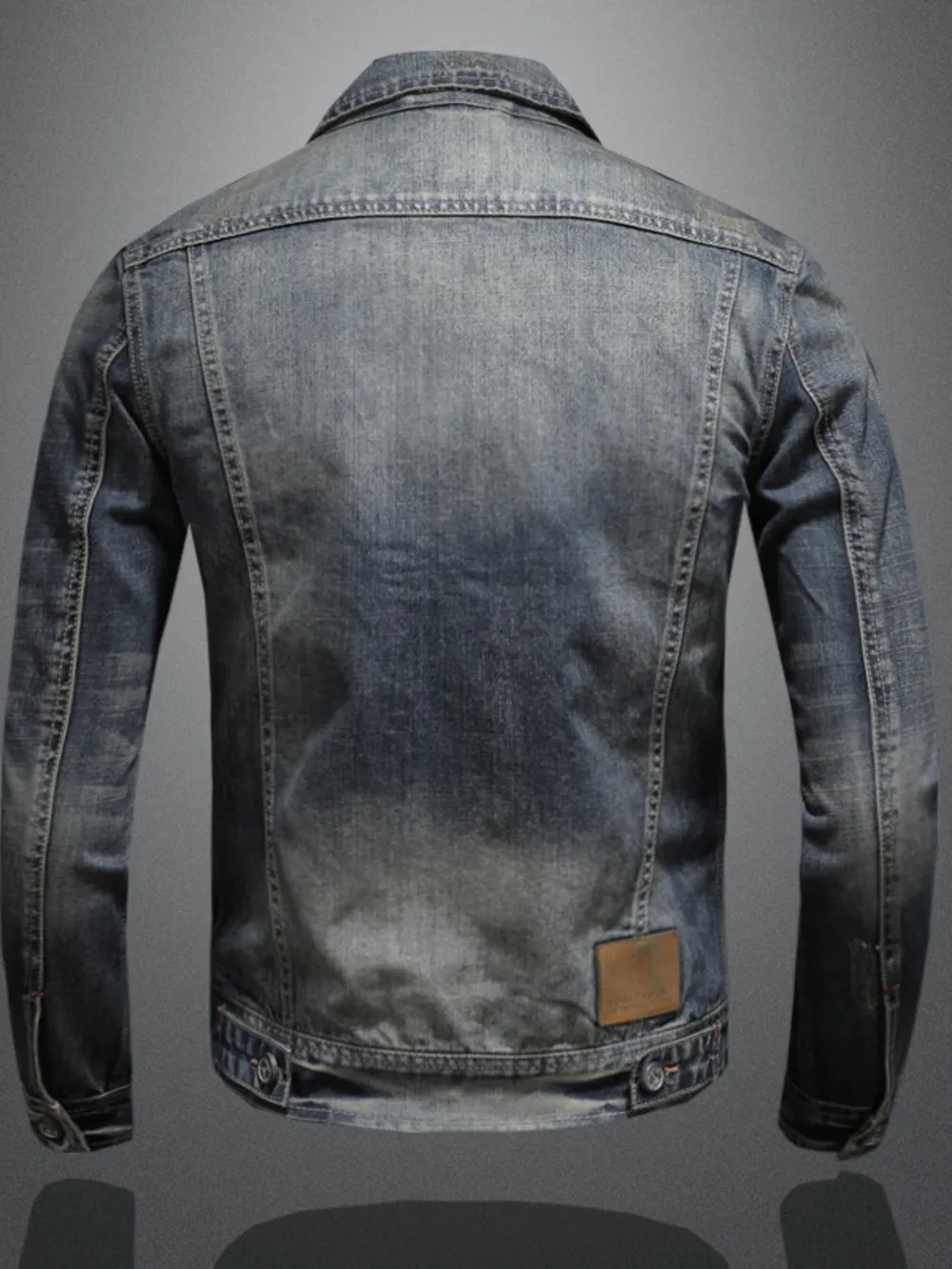 Men's Plus Size Washed Zip Up Denim Jacket with Chest Pockets, image 4