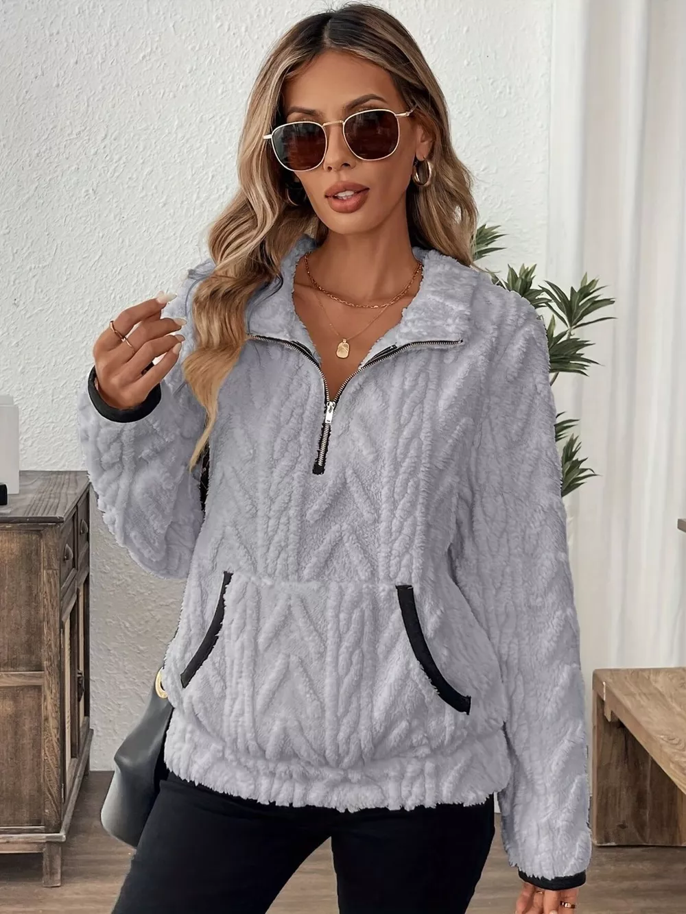 Cozy Sherpa Half Zip Sweatshirt, image 13