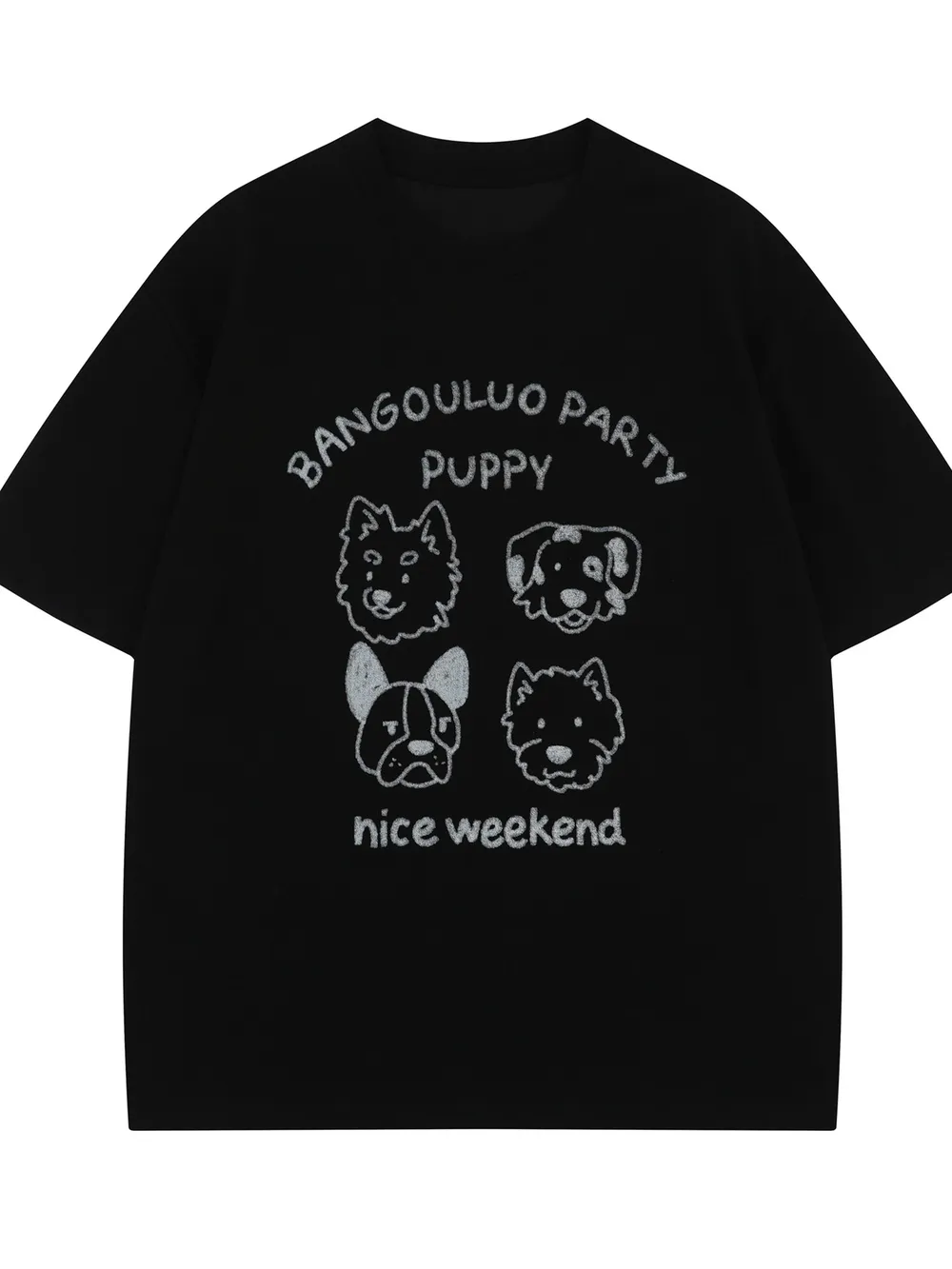 Men's Puppy Graphic Round Neck Casual T-Shirt