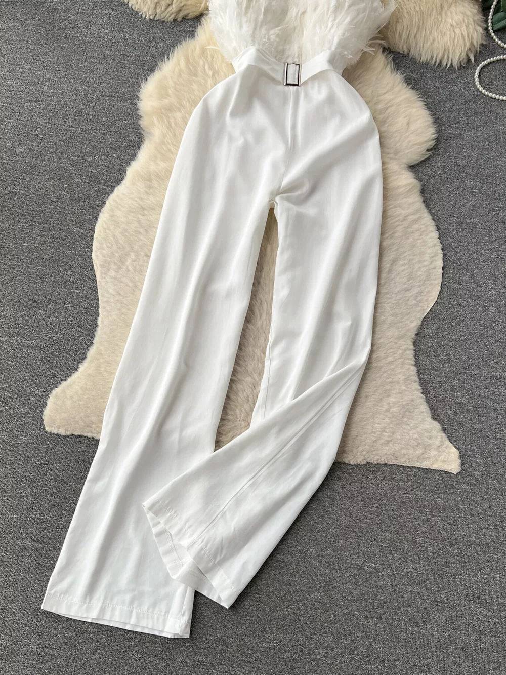 Feather Trim Strapless Wide Leg Jumpsuit, image 19