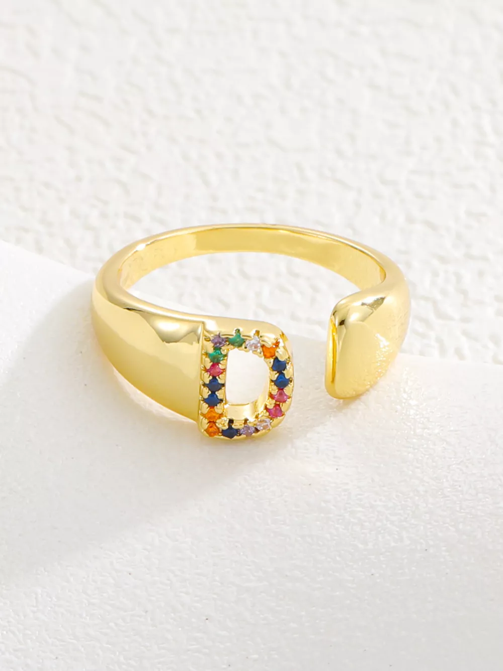18K Gold-Plated Zircon Letter Ring, image 6