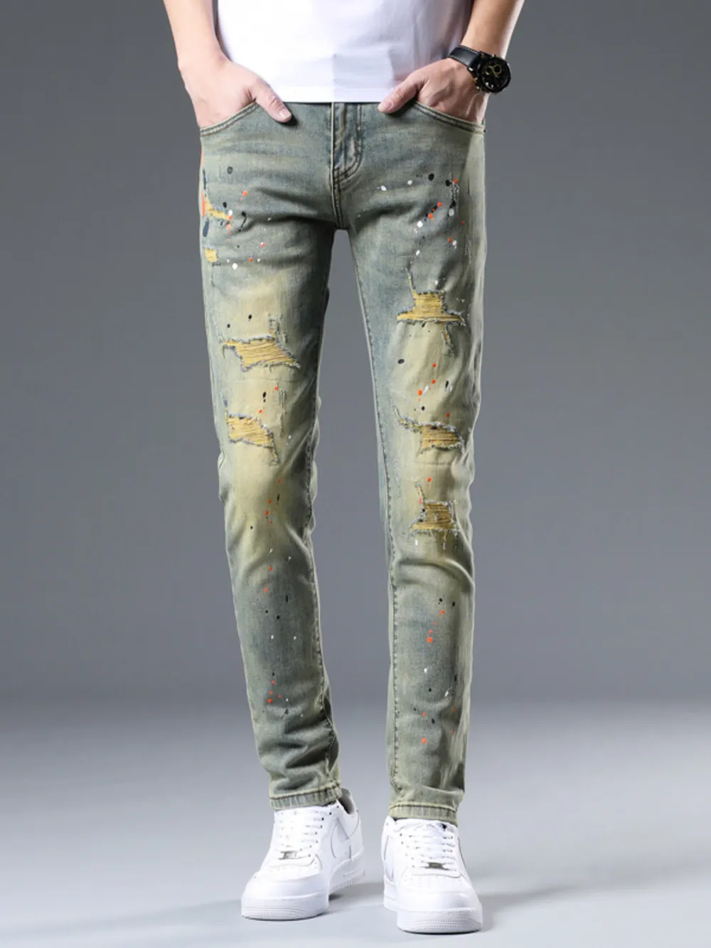 Men's Distressed Slim Fit Jeans