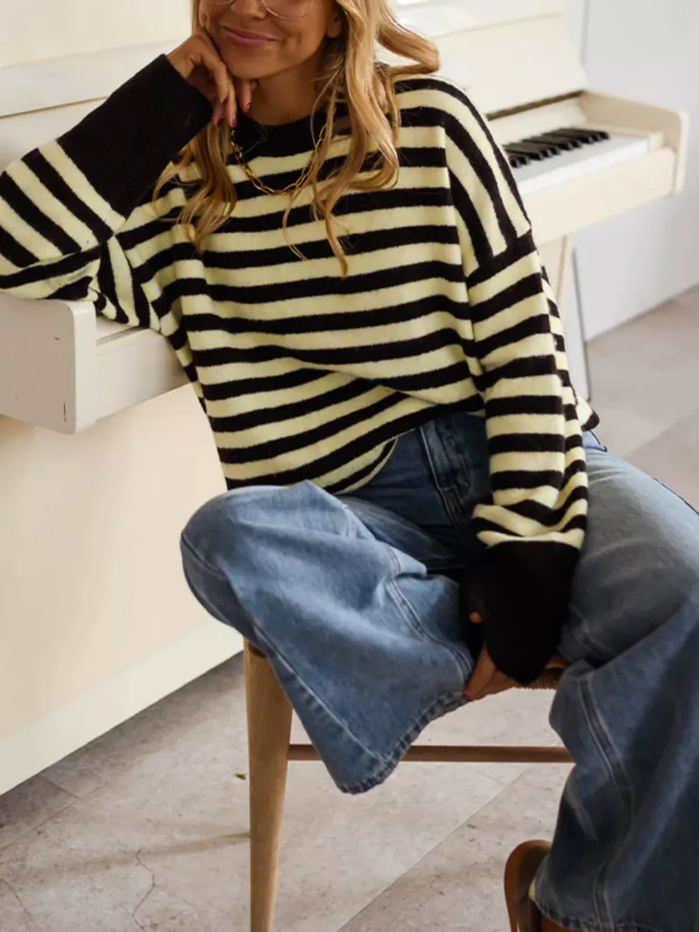 Striped Crew Neck Sweater, image 5
