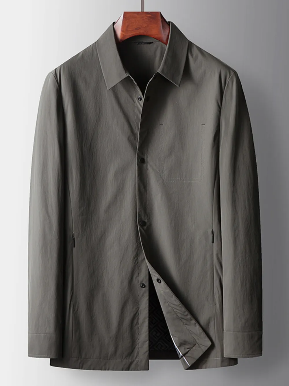 Men's Plus Size Button Up Long Sleeve Jacket, image 5