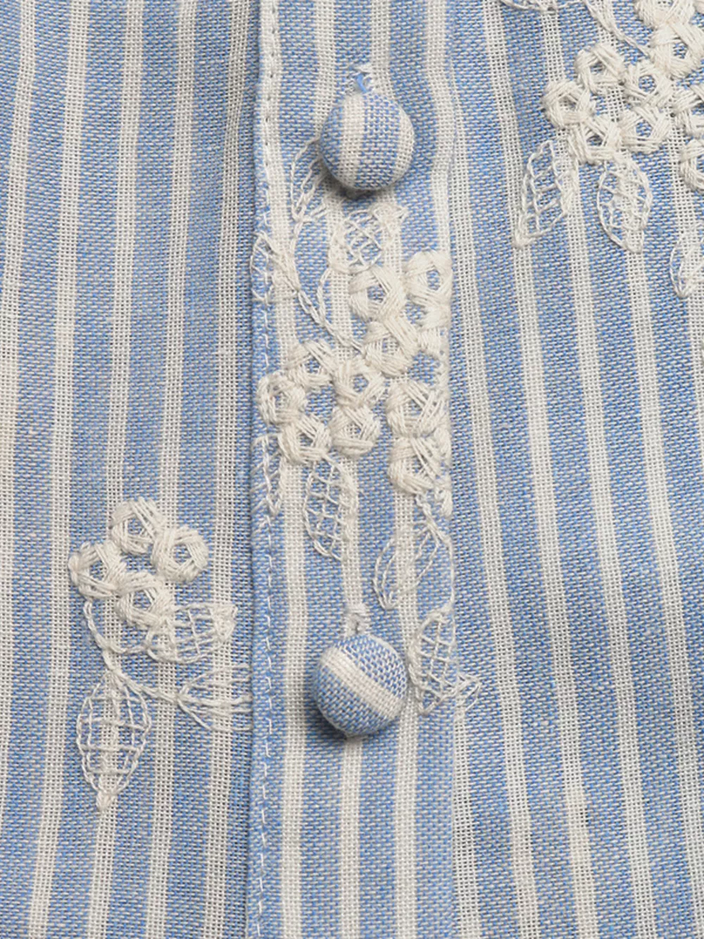 Striped Embroidered Ruffle Sleeve Blouse, image 6
