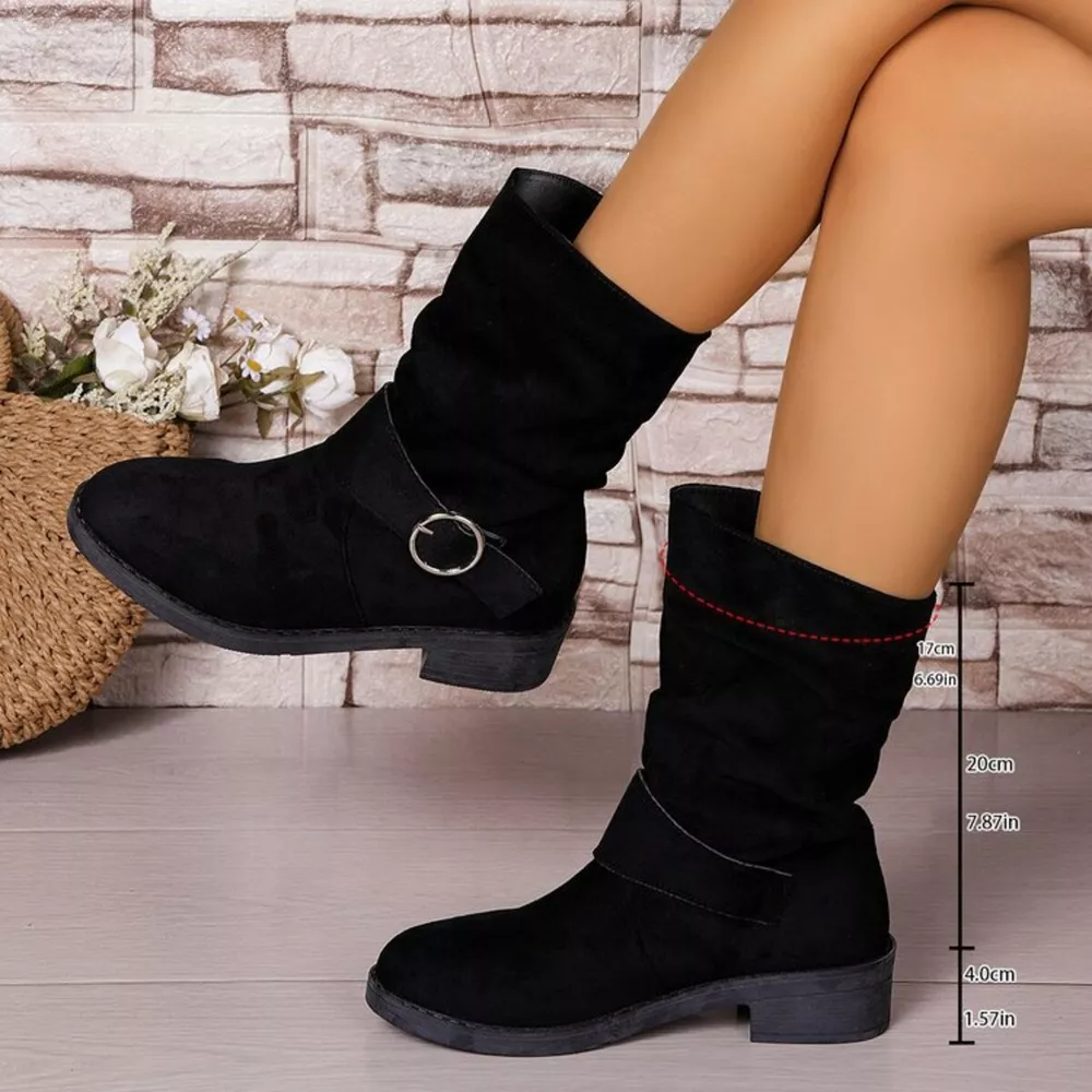 Round Toe Block Heels Boots, image 2