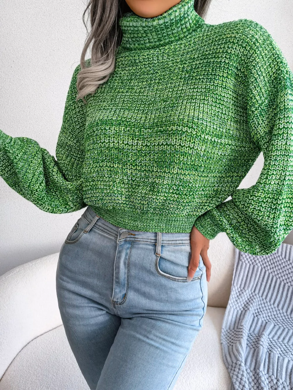 Turtleneck Dropped Shoulder Sweater, image 5