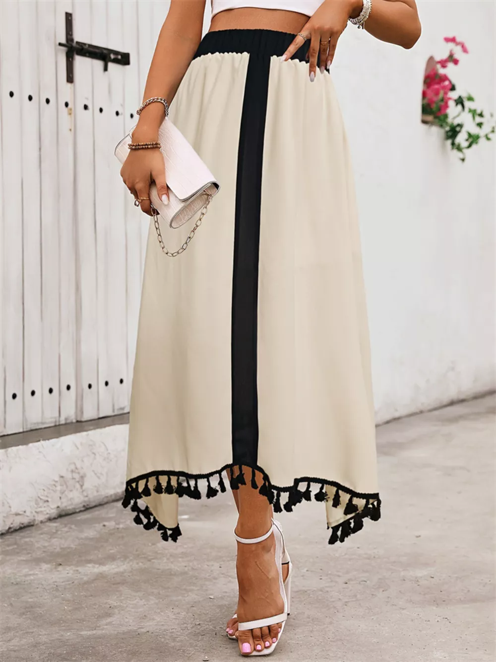 Tassel Trim High Waist Skirt, image 5