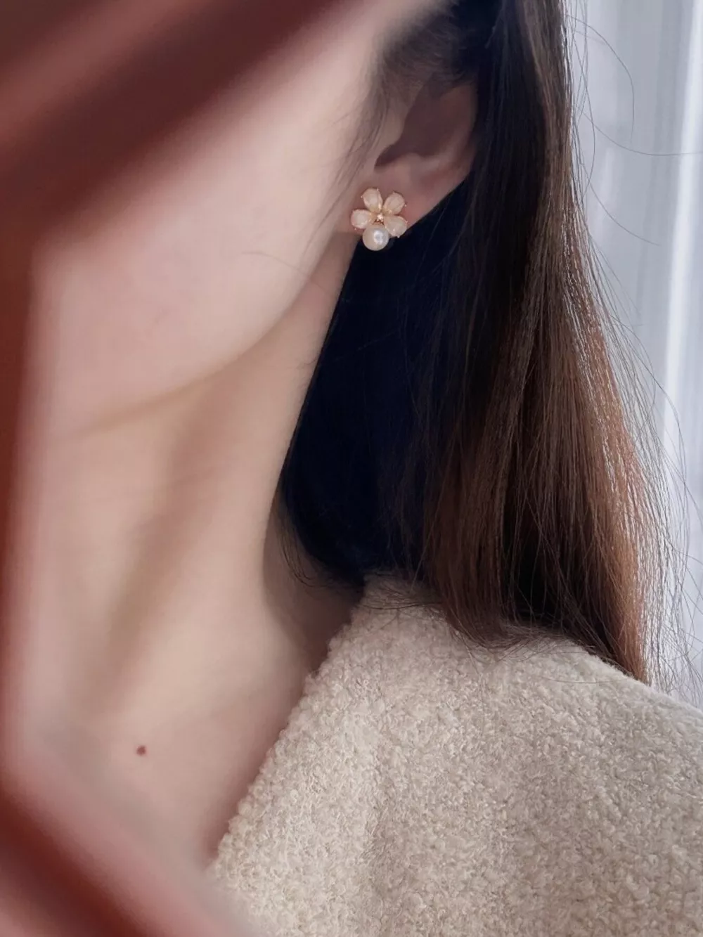 Floral Pearl Stud Earrings, image 6