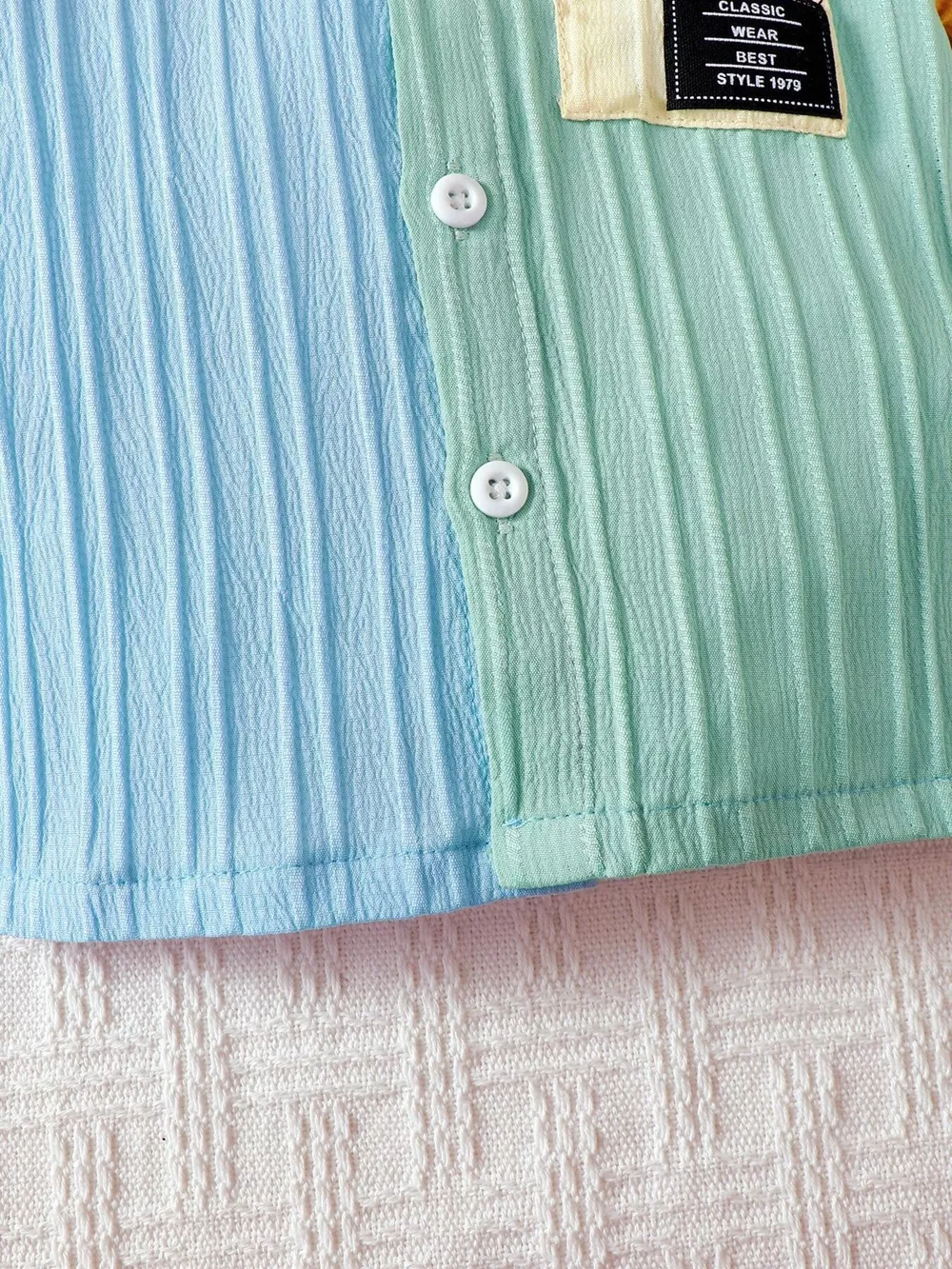 Children's Color Block Shirt and Shorts Set, image 3